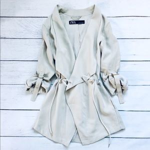 Zara Beige Drawstring Waist Light Jacket/Blazer S